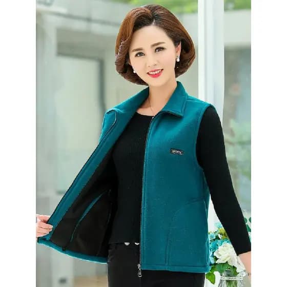 Colete Casual avó roupas quentes mãe roupas de meia-idade idosos jaqueta Polar velo colete feminino primavera outono inv