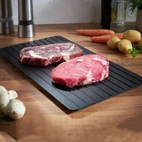 Bandeja Descongelar Alimentos Tábua Cozinha Preto Apoio Corte Bife Churrasco Travessa Presente Achadinhos