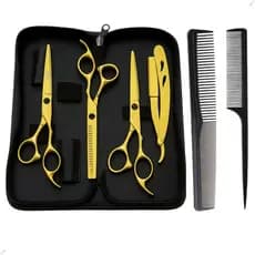 Kit Tesoura 6.0 Fio Laser Fio Navalha Desfiadeira + Navalha