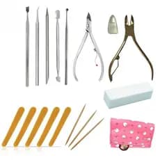 Kit Manicure Espatula Lixa Alicate Palito Bloco Prof Para Viagem + Brinde