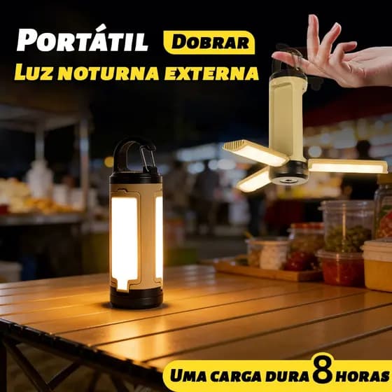 Lâmpada LED Portátil Gancho Recarregável Usb-C Acampamento Luz Emergência