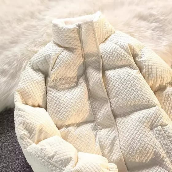 Waffle acolchoado jaqueta pão jaqueta masculina estilo japonês engrossado quente solto gola alta acolchoado jaqueta Stre