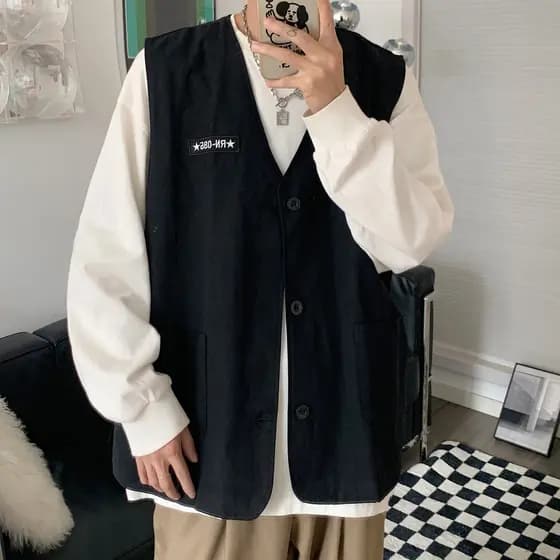 Americano funcional Workwear colete masculino ins street Wear fora Retro High street casal estilo sem mangas colete jaqu