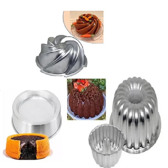 Kit Formas de Bolo Ballerine 3 Pçs, Forma Suiça + Forma Vulcão + Forma Ballerine Rebaixada Alumío
