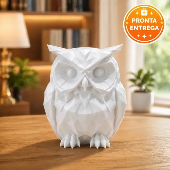 Estátua Decorativa de Coruja Poligonal Moderna para Mesa e Decoração