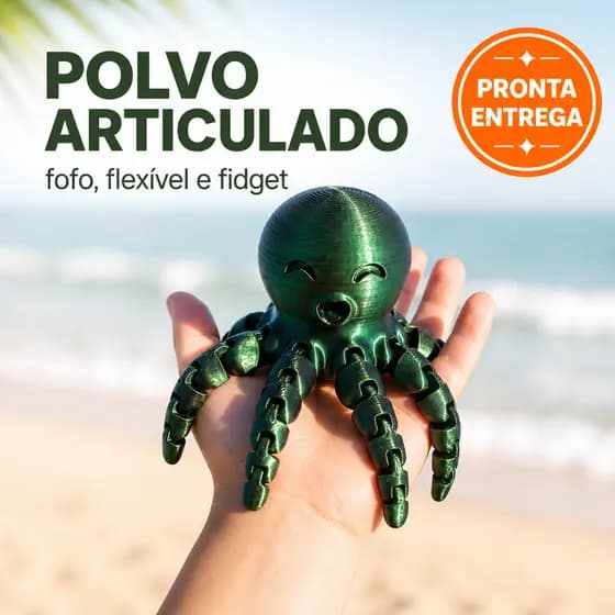 Polvo Articulado Fofo Flexível Fidget para Brincar e Decorar