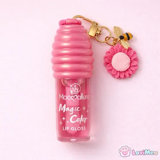 Lip Gloss com Chaveiro Fofo - Efeito Plumping (Aumento) e Cheirinho de Cereja