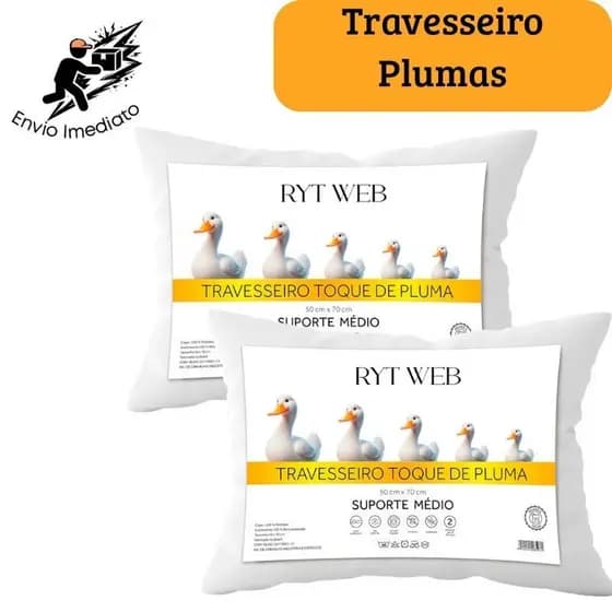 Travesseiro Pluma de Ganso Premium Macio Conforto Hotel Luxo Antialérgico - tc
