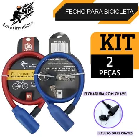 Kit 2 Corrente Cadeado para Bicicleta e Capacete Alta Segurança Trava Antifurto Reforçada Aço