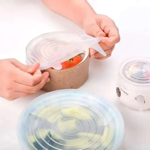 Kit 6 Tampas de Silicone Veda Tudo Universal Reutilizáveis para Potes Panelas Copos Clink BPA Free