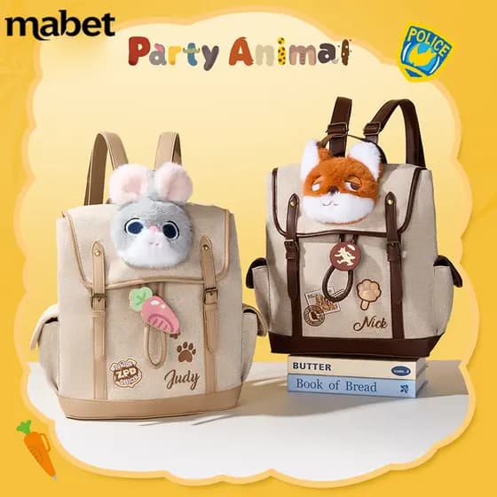 Mochila genuína Disney Disney/mochila fofa de pelúcia Crazy Animal City/mochila Judy Nick/presente de ano novo