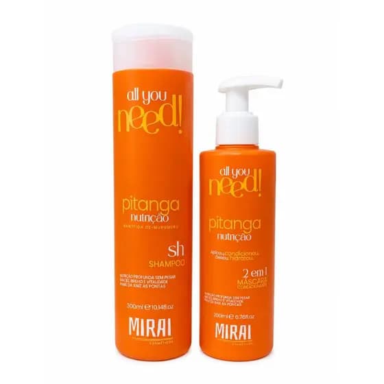 Kit Pitanga Nutrição Mirai Cosméticos Shampoo 300ml + Máscara Condicionante 2 em 1 200ml Nutrição Profunda