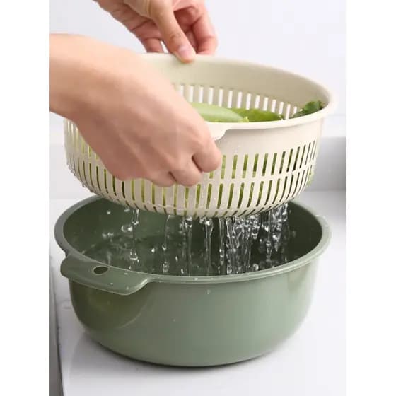 Bacia de lavagem de vegetais azuis vegetais Cozinha doméstica Prato de lavagem de frutas Bacia de lavagem de vegetais de