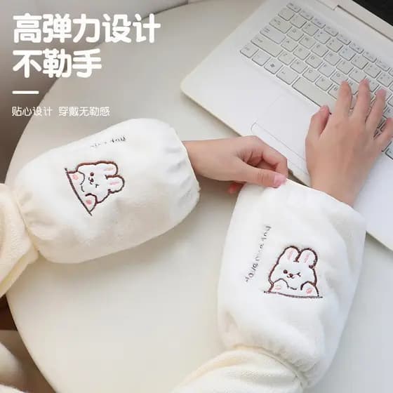 Versão coreana trabalho de escritório Anti-sujo manga estudante pelúcia manga curta ins outono inverno branco manga prot