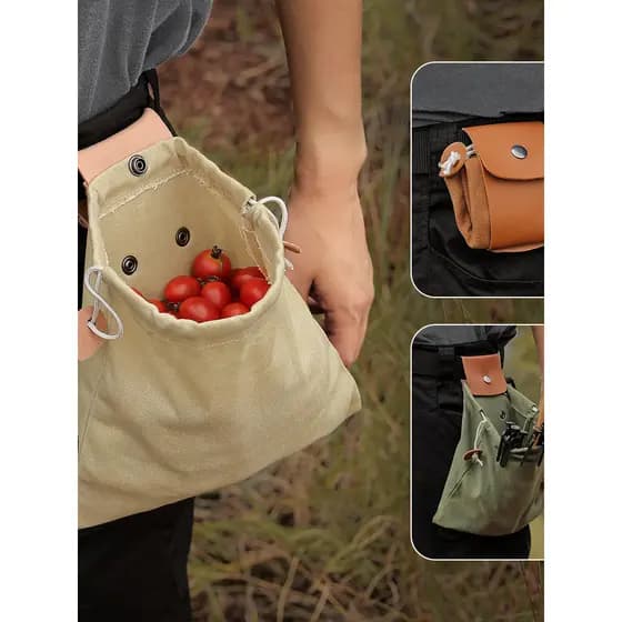 Saco de forragem ao ar livre saco de colheita de frutas cintura pendurado ferramenta saco de cintura saco de cordão dobr