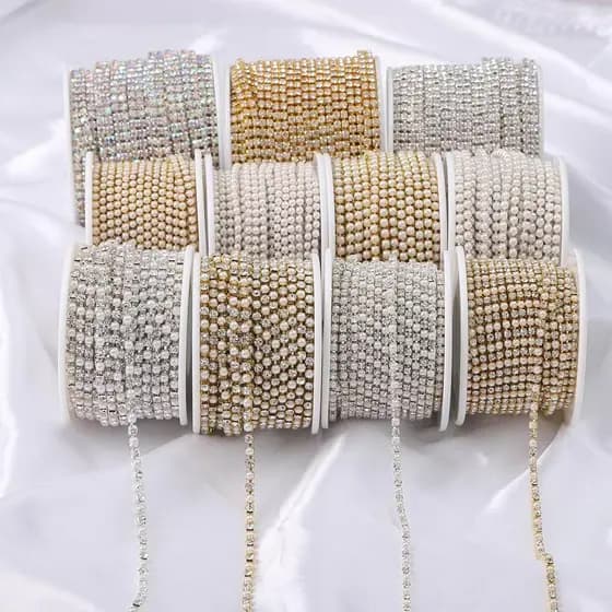 2MM-6mmAB cor criptografada pérola garra corrente strass ouro prata inferior garra diamante corrente do telefone móvel a
