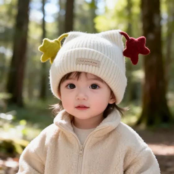 Crianças chapéu inverno bonito estrela bebê malha pulôver chapéu cachecol quente conjunto meninos meninas chapéu de prot