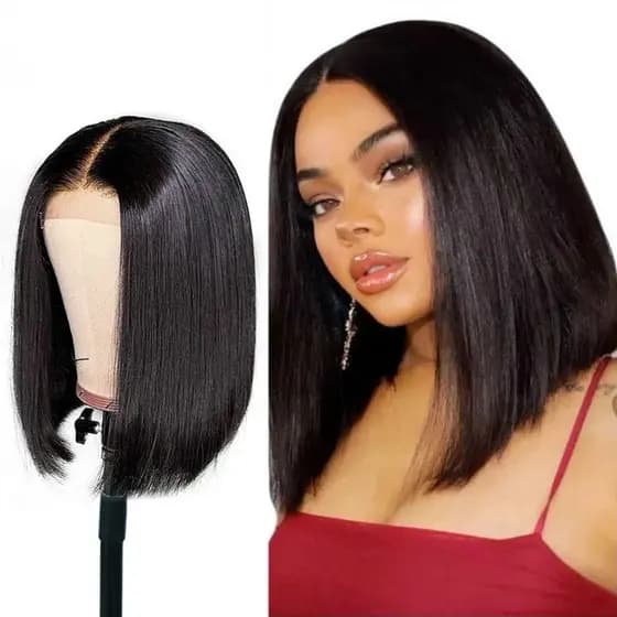 Peruca africana feminina cabelo curto e reto BOB chapelaria senhoras moda europeia americana peruca de fibra química fem