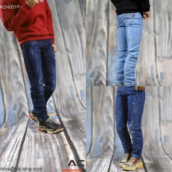 ACNTOYS 1/6 Boneca Soldado Moderna Rasgada Jeans Angustiado ACN001P Modelo Brinquedo Traje Pronto Estoque