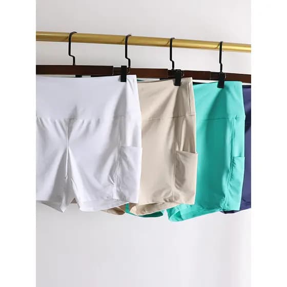 Shorts de corrida para ioga feminino, secagem rápida, justo, cintura alta, elástico, levantamento de quadril