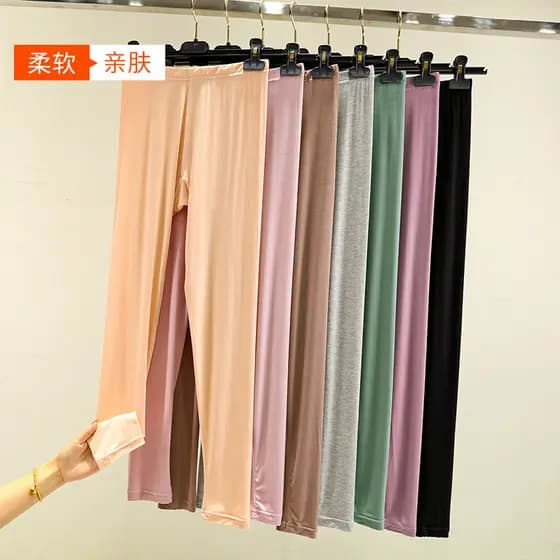 Modal cintura alta calças compridas femininas outono inverno tamanho grande calças justas cor sólida leggings finas sem