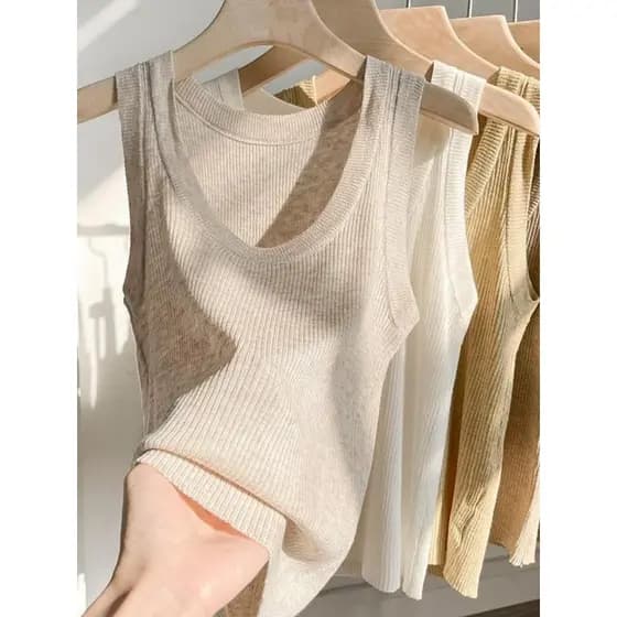 2026 versão coreana de seda gelo rosqueado malha estilingue feminino capa barriga estilo fino Anti-reflexo sem mangas co