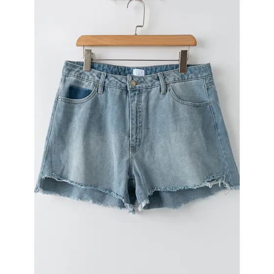 Primavera verão comércio exterior versão coreana novo estilo Casual All-Match lavável, pele pé botão lateral Shorts jean