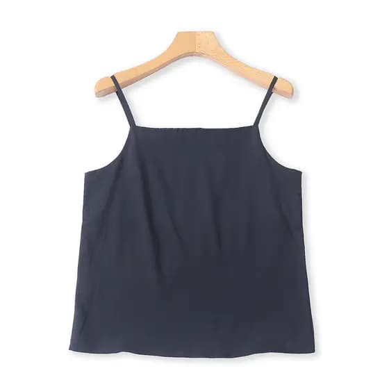 Verão novo estilo preto quadrado pescoço fino alça de ombro estilingue feminino solto Drape colete roupa interior exteri