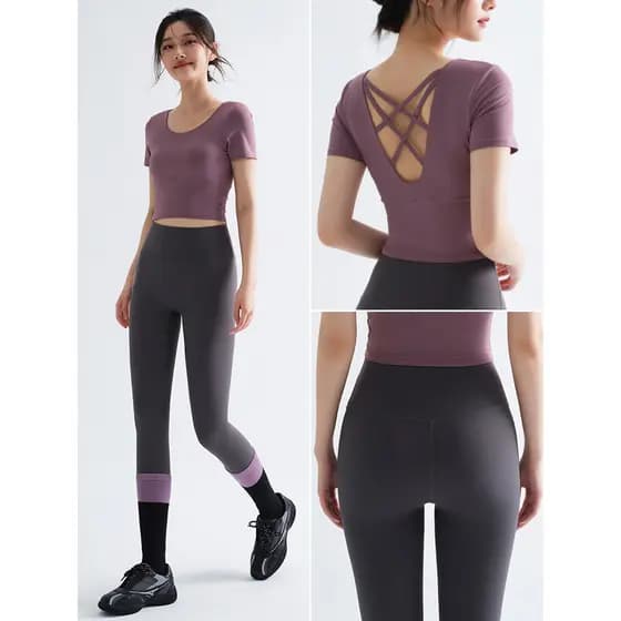 2025 novo estilo Yoga Wear feminino topo estilo fino Pilates treinamento esportes com almofada no peito roupas de Fitnes