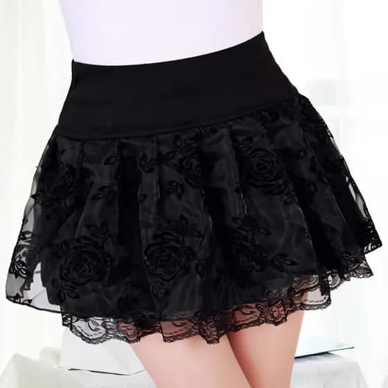 Saia curta 2024 outono inverno saia Organza cintura alta tamanho grande renda Pettiskirt rosa saia plissada pequena saia