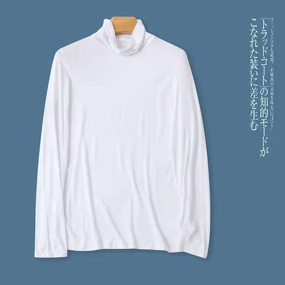Modal algodão Bottoming camiseta outono novo comércio exterior feminino pulôver de gola alta de manga comprida elástico
