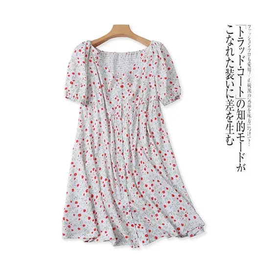 Vestido impresso verão novo estilo comércio exterior roupas femininas moda redução de idade com decote em V único Breast