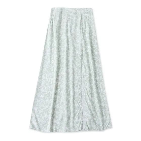 Algodão seda impresso saia verão novo estilo comércio exterior moda feminina Natural Semi-elástico cintura fenda praia s