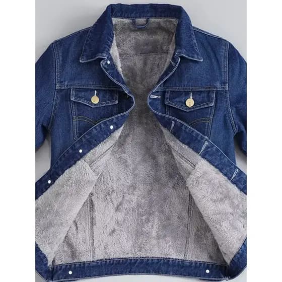 Jaqueta jeans com forro de lã masculina outono inverno novo estilo Casual jovem jaqueta acolchoada de algodão de meia-id