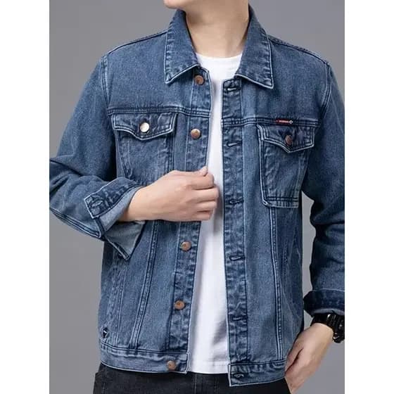 Primavera outono 2026 novo estilo jaqueta jeans masculina solta resistente ao desgaste outono Street wear Plus Size maca