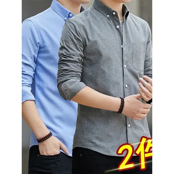 Camisa de algodão puro de manga comprida masculina outono novo estilo fino ajuste resistente à sujeira bolso resistente