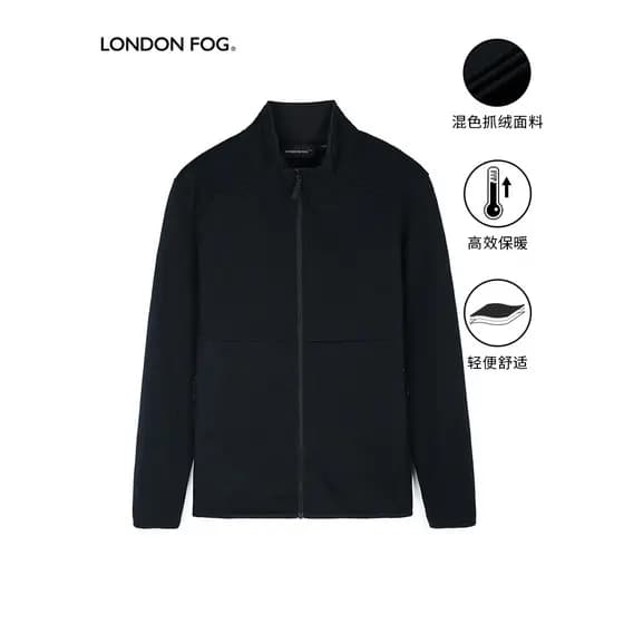 LONDRES FOG/LONDON FOG Gola Zíper Jaqueta de Lã Outono Inverno Moletom Casual Jaqueta Única Cardigan Masculino