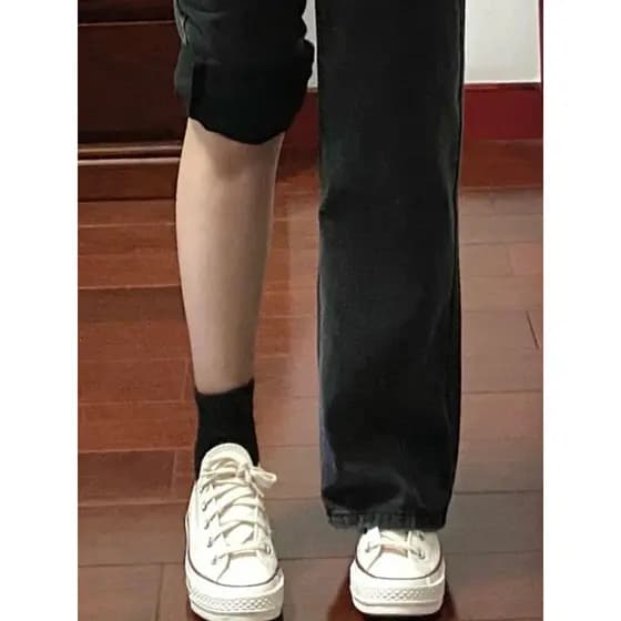2026 novo estilo Jeans feminino Plus Size calças retas soltas calças compridas forma de pêra ligeiramente gordo mm mais