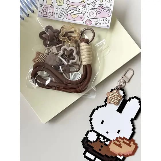 Anel de feijão fivela chaveiro diy acessórios conjunto pendurado fivela anel chaveiro jóias artesanais pacote Material p
