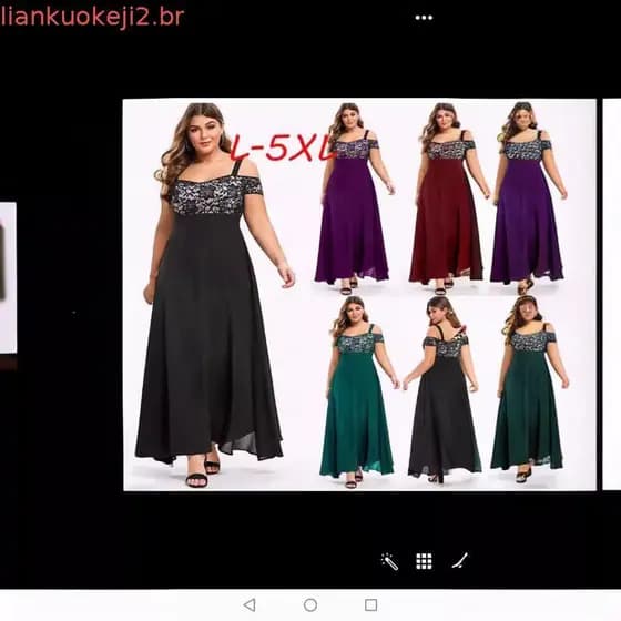 Mulheres Plus Size Vestidos Ombro Frio Floral Lace Maxi Party Evening Cs Verão Casual Vestido Longo L-5XL Robe Vestidos