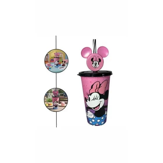 Copo Minnie de Pintar e de caundo com orelhas 500ml