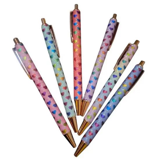 Caneta Metálica LUXO Glitter Love Esferográfica / Tinta Azul - Sortida