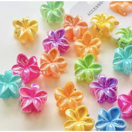 Kit 6 /12/18 Mini Piranhas de Cabelo Coloridas Pequenas com flores e Cores Vibrantes
