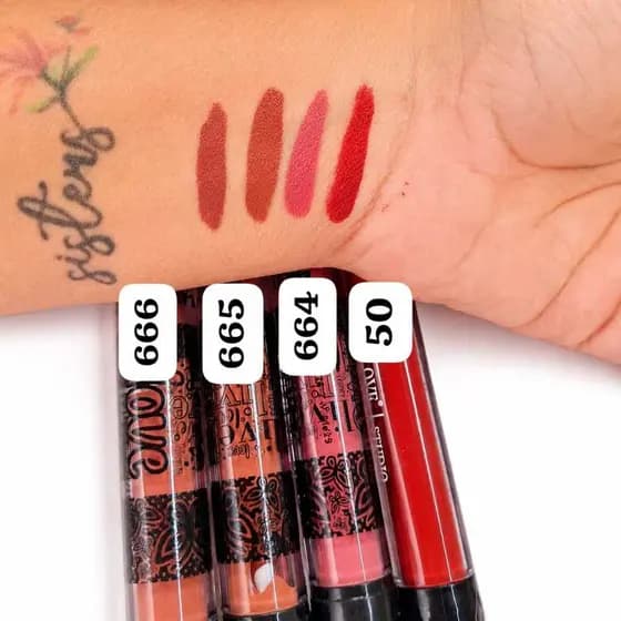 Batom Líquido 24hs Confort + Hidratação - Efeito Mate - Cores 664, 665, 666 e 50 - Maxlove
