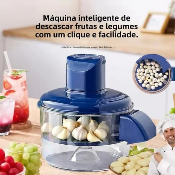 Descascador Elétrico Automático de Alho Frutas e Legumes Profissional Praticidade Cozinha Gourmet
