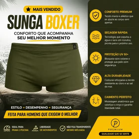 Sunga boxer masculina lisa cores variadas