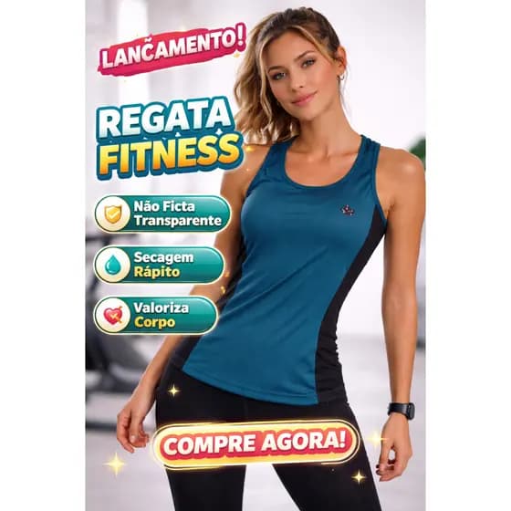 Regata Fitness Feminina Dry Fit Premium Multicores Academia Conforto Total