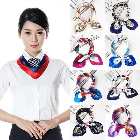 Lenço De Seda Satin Silk Impresso Pequenos Cachecóis Moda Temperamento Versátil