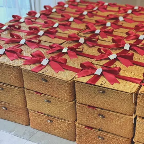 Cesta De Armazenamento Tecida De Ervas Marinhas , Caixa De Presente Coberta De Casamento Doméstico De Rattan