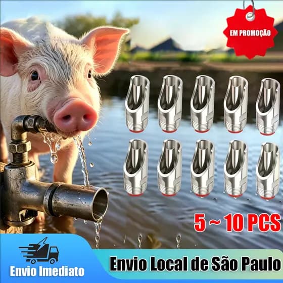 5~10 PCS Bebedouro de Porco Automático Chupeta Suíno Bico Aço Inox